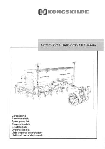 Kongskilde Seed Drill Demeter Combiseed HT 3000S Parts Manual