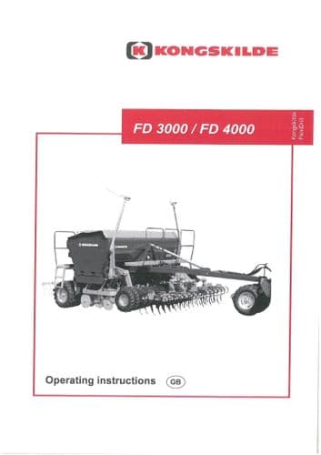 Kongskilde Seed Drill Flexidrill FD3000 FD4000 Operators Manual