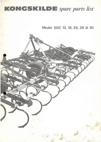 Kongskilde Spring Tine Cultivator SGC 12 18 24 29 30 Parts Manual
