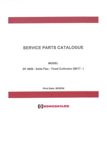 Kongskilde Tined Cultivator Delta Flex DF 4000 109 Parts Manual