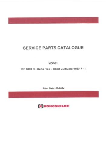 kongskilde Tined Cultivator Delta Flex DF 4000H Parts Manual