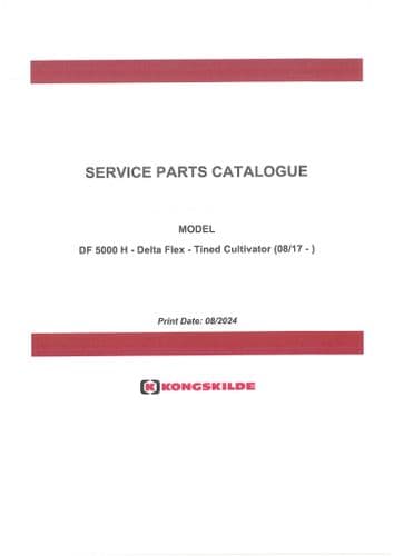 Kongskilde Tined Cultivator Delta Flex DF 5000 H Parts Manual