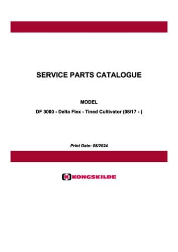 Kongskilde Tined Cultivator Delta Flex DF3000 Parts Manual