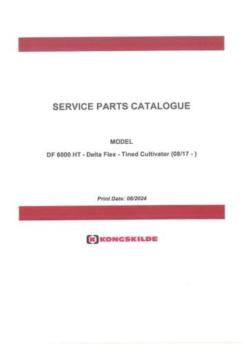 Kongskilde Tined Cultivator Delta FLex DF6000HT Parts Manual
