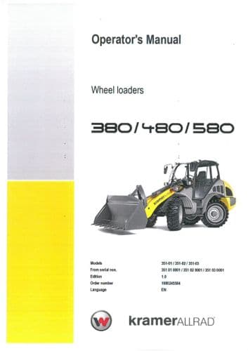 Kramer Allrad Wheel Loader 380 480 580 Operators Manual