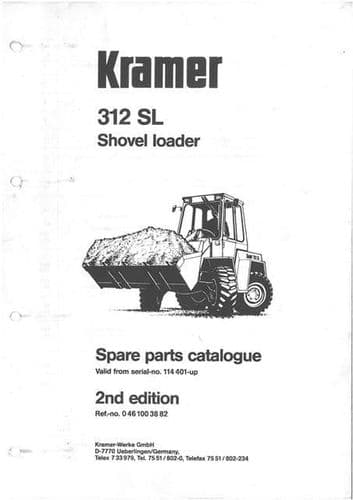 Kramer Allrad Wheel Shovel Loader 312SL, 312 SL Parts Manual - 2nd Edition