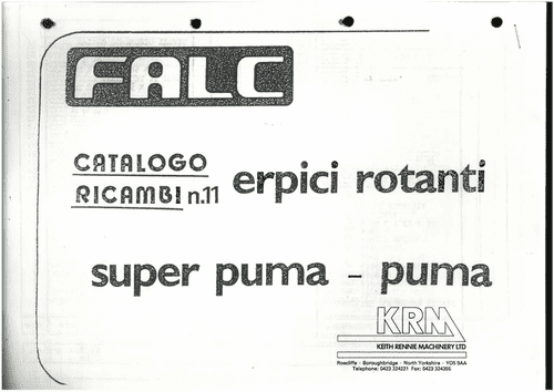 KRM Roger Falc  Power Harrow - Super Puma - Parts Manual - ITALIAN ONLY