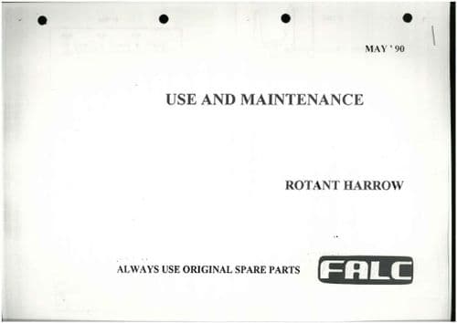 KRM Roger Falc - Rotant Harrow Operators Manual with Parts List