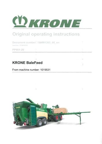 Krone Bale Feed Operators Manual