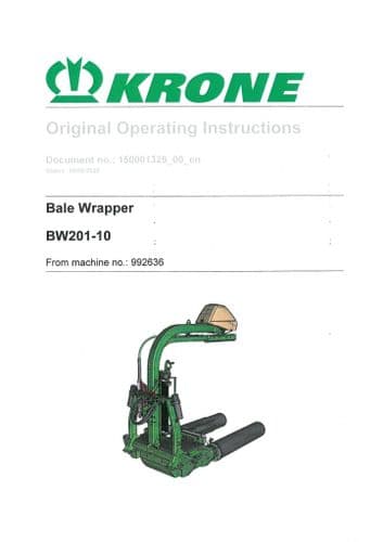 Krone Bale Wrapper BW201-10 Operators Manual BW 201-10