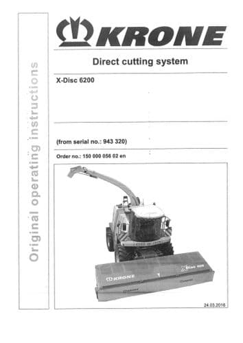 Krone Direct Cutting System XDisc 6200 - Operators Manual - XDisc6200