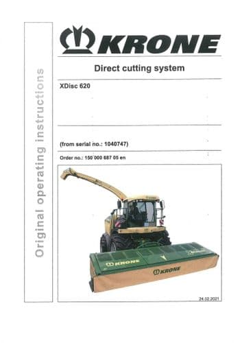 Krone Direct Cutting System XDisc620 - Operators Manual - XDisc 620