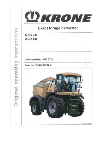 Krone Exact Forage Harvester Big X 480 580 - Operators Manual - 480 580