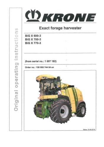 Krone Exact Forage Harvester Big X 600-3 700-3 770-3 - Operators Manual