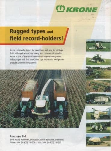 Krone Foragers, Forage Wagons, Mowers, Mower Conditioners, Balers, Tedders Brochure