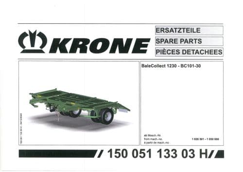 Krone Large Square Bale BaleCollect 1230  - BC 101-30 -  Parts Manual