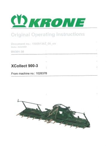 Krone Maize Header XCollect 900-3 - Operators Manual - 900-3