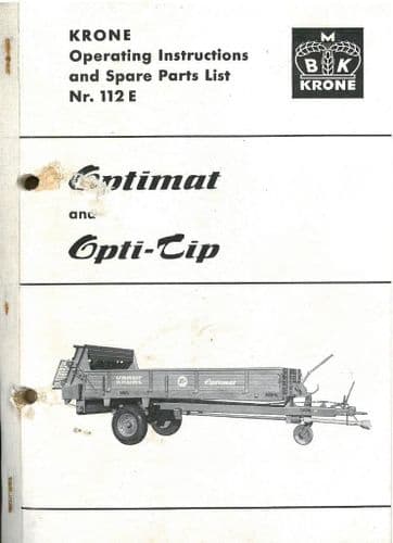 Krone Manure Spreader Optimat and Opti-Tip Operators Manual with Parts List