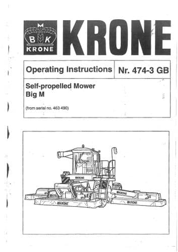 Krone Mower Self Propelled Big M Operators Manual