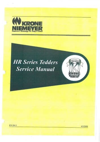 Krone Niemeyer Tedder HR301, 441, 451H, 521, 531H, 675DH, 821DH Workshop Service Repair Manual