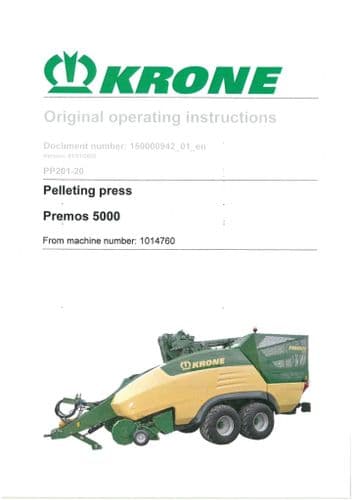 Krone Pelleting Press Operators Manual