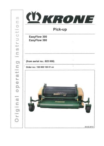 Krone Pick Up EasyFlow 300 380 - Operators Manual - 300 380