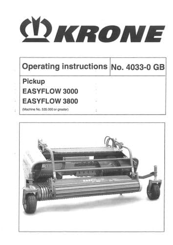 Krone Pickup EasyFLow 3000 3800 - Operators Manual - 3000 3800