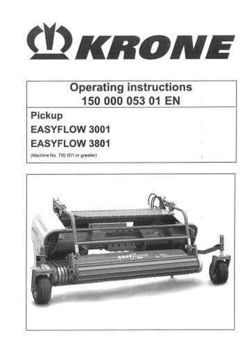 Krone Pickup EasyFlow 3001 3801 - Operating Manual - 3001 3801