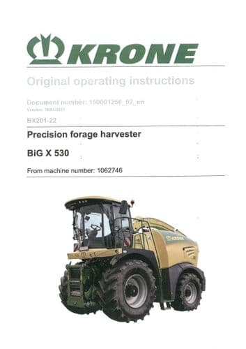 Krone Precision Forage Harvester Big X 530 - Operators Manual - 530