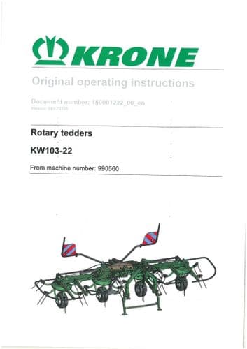 Krone Rotary Tedder Rake KW 103-22 Operators Manual