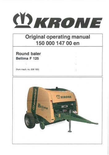 Krone Round Baler Bellima F125 Operators Manual F 125