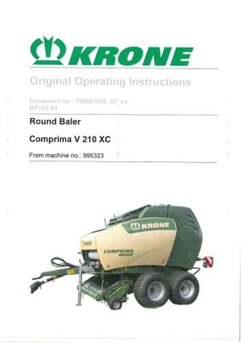 Krone Round Baler Comprima V210XC Operators Manual V 210 XC