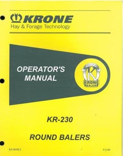 Krone Round Baler KR230 Operators Manual - KR 230