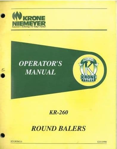 Krone Round Baler KR260 Operators Manual - KR 260