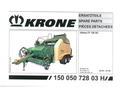 Krone Round Baler Ultima CF155XC -  Parts Manual - 155