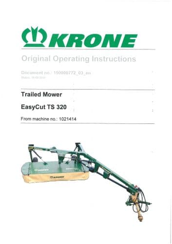 Krone Trailed Mower EasyCut TS 320 Operators Manual TS320