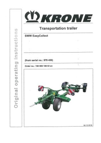 Krone Transportation Trailer SWW EasyCollect - Operators Manual - SWW EasyCollect