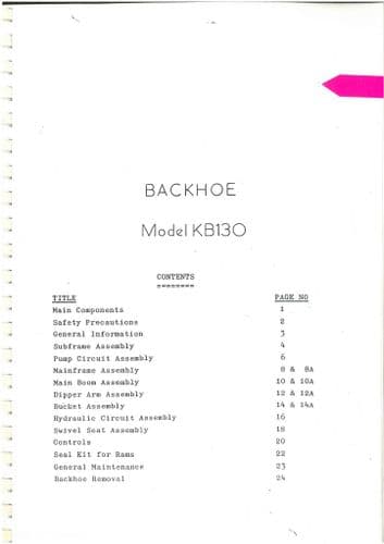 Kubota Backhoe 629 for Tractor B7100 & 619B for Tractor B6000 Operators Manual