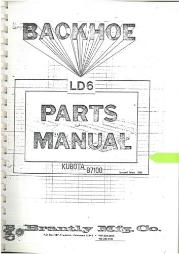 Kubota Backhoe Model LD6 for Tractor B7100 Parts Manual