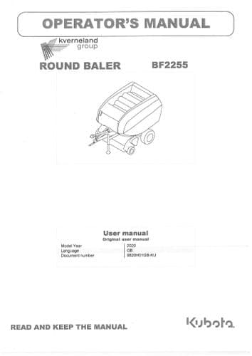 Kubota Baler BF2255 FW Operators Manual