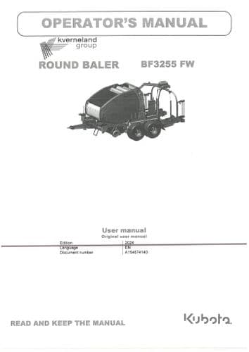Kubota Baler BF3255 FW Operators Manual