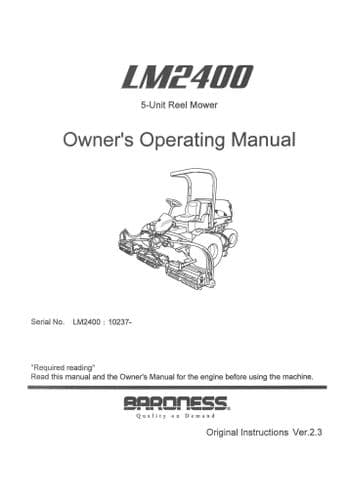 Kubota Baroness Reel Mower LM2400 Operators Manual  LM2400