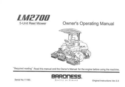 Kubota Baroness Reel Mower LM2700 Operators Manual LM 2700