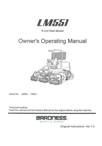 Kubota Baroness Reel Mower LM551 Operators Manual LM 551