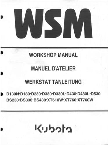Kubota Brush Cutter Hedge Trimmer D130N D180 D230 D330 D330L D430 D430L Workshop Service Manual