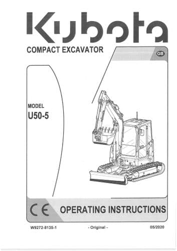 Kubota Compact Excavator U50-5-Operators-Manual