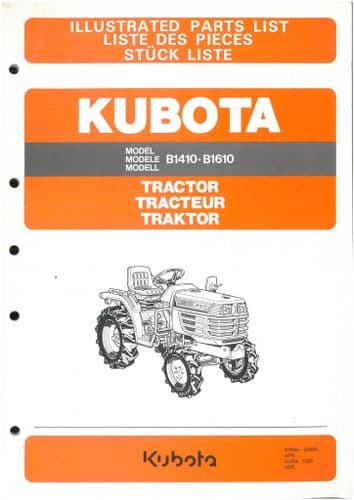 Kubota Compact  Tractor B1410 & B1610 Parts Manual