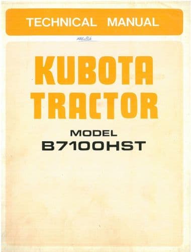 Kubota Compact Utility Tractor B7100HST Technical Manual B 7100 HST