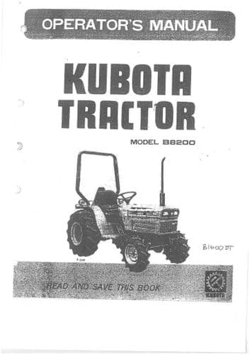 Kubota Compact Utility Tractor B8200 Operators Manual
