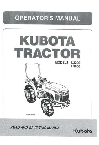 Kubota Compact Utility Tractor L3200 L3800 Operators Manual